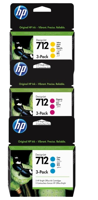 HP 712 3-Pack 29-ml Cyan/  Magenta/  Yellow Ink Cartridge