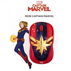 Chuột không dây Logitech M238 Đỏ-Xanh (Captain Marvel)