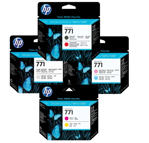 HP 771 Matte Black and Chromatic Red/ Magenta & Yellow/  Light Magenta & Light Cyan/ Photo Black and Light Grey  Printhead