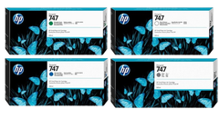 HP 747 300-ml Chromatic Green/  Chromatic Blue/ Gray/ Gloss Enhancer DesignJet Ink Cartridge
