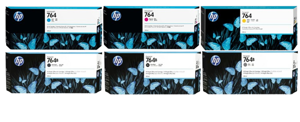 HP 764/ 764B 300-ml Cyan/ Magenta/ Yellow/ Matte Black/ Photo Black/  Gray Ink Cartridge