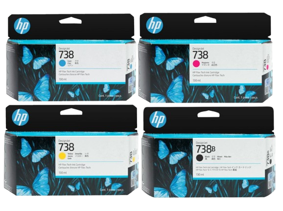 HP 738/ 738B 130-ml Cyan/ Magenta/ Yellow/ Black   DesignJet Ink Cartridge