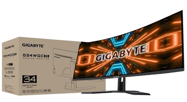 Màn Hình GIGABYTE  G34WQC A Gaming 34INCH/3440x1440/WQHD-144Hz/VA/1500R/2xHDMI/2xDP/SP2x2W/ĐEN