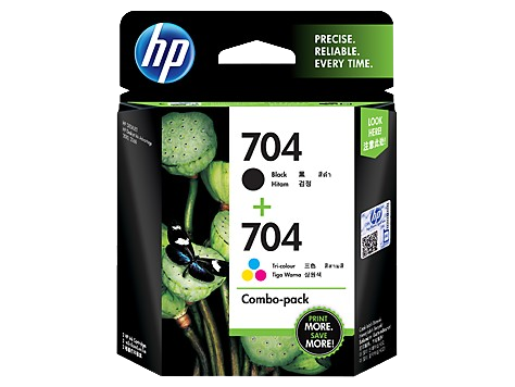 HP 704 Tri-clr/Blk Ink Crtg Combo 2-Pk