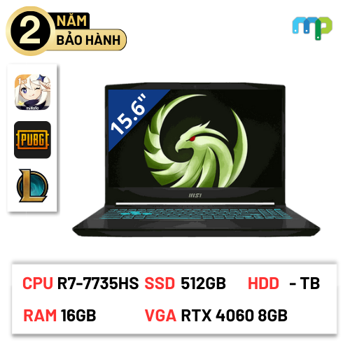 Laptop MSI Bravo 15 C7VFK 275VN (R7-7735HS/ 16GB/  512GB SSD/ RTX4060 8GB/ 15.6