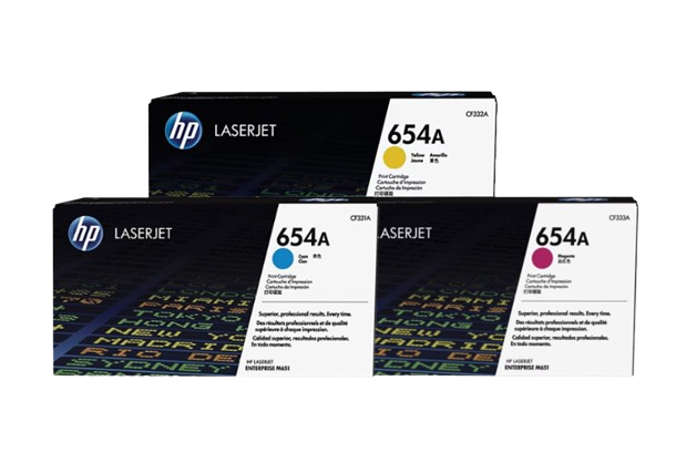 HP 654A Cyan/ Yellow/ Magenta LaserJet Toner Cartridge
