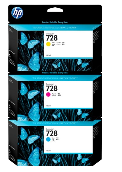 HP 728 130-ml Yellow/ Magenta/ Cyan Ink Crtg