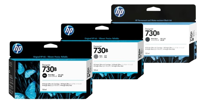 HP 730B 300ml Photo Black/  Gray/ Matte Black DesignJet Ink Cartridge