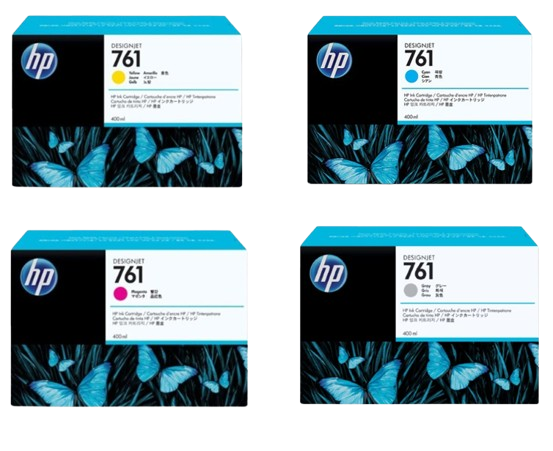 HP 761 400-ml Yellow/ Magenta/  Cyan/ Gray Designjet Ink Cartridge