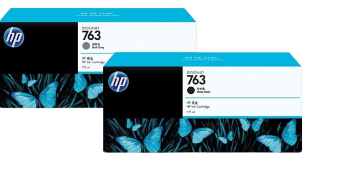 HP 763 775ml Matte Black/ Dark Gray  Ink Cartridges (for Mono & Color model)