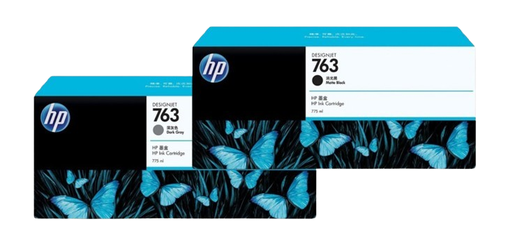 HP 763 775ml Matte Black/ Dark Gray  Ink Cartridges (for Mono & Color model)