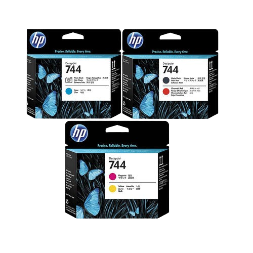 HP 744 Matte Black & Red/ Magenta & Yellow/  Photo Black & Cyan Print head