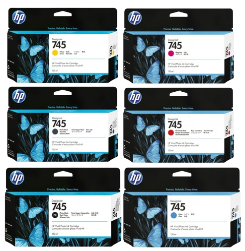 HP745 130-ml Cyan/ Magenta/ Yellow/ Red Chromatic/ Photo Black/ Matte Black Ink Cartridge