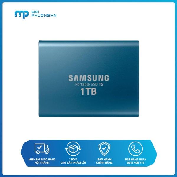 Ổ cứng di động SSD SamSung T5 1TB MU-PA1T0B/WW (Xanh)