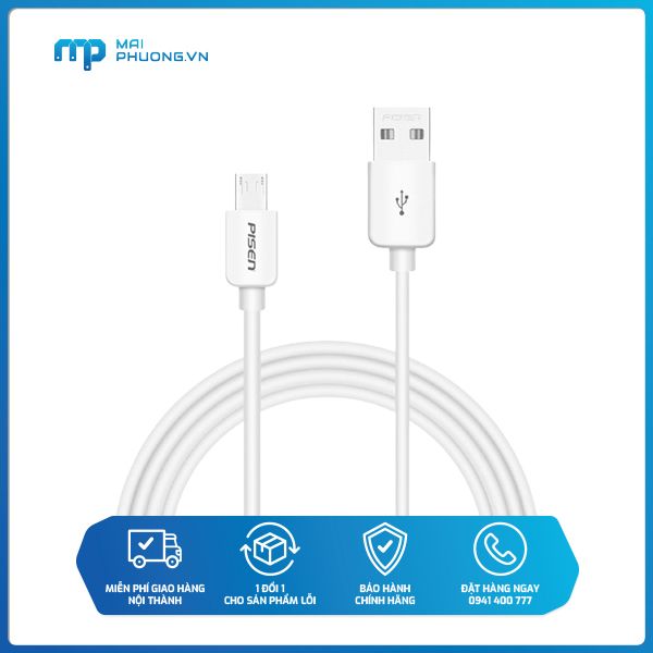 Cáp PISEN Micro USB (MOTO-2A) 1000mm - (MU03-1000)