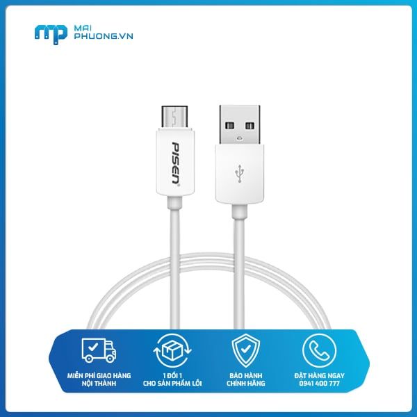 Cáp PISEN USB Type-C (2A) 1000mm - (MU14-1000)