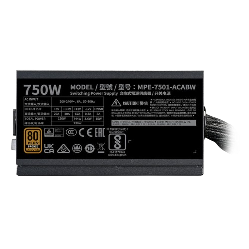 Nguồn máy tính Cooler Master  MWE Bronze V3 230V 750w