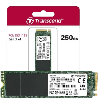 Ổ cứng SSD 250GB/ 500GB/ 1TB/ 2TB SSD115S M.2 PCIe Transcend (Seq R/W: 1,600/1100MB/s)