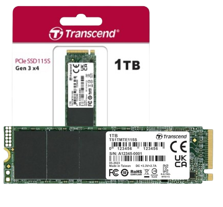 Ổ cứng SSD 250GB/ 500GB/ 1TB/ 2TB SSD115S M.2 PCIe Transcend (Seq R/W: 1,600/1100MB/s)