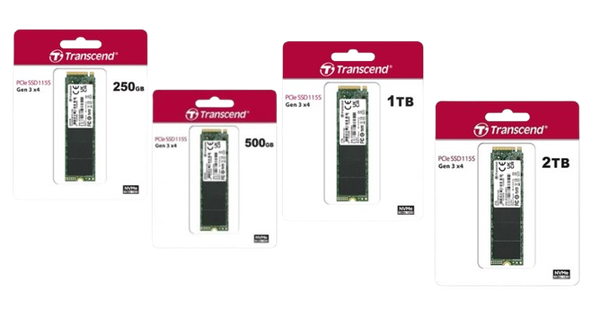 Ổ cứng SSD 250GB/ 500GB/ 1TB/ 2TB SSD115S M.2 PCIe Transcend (Seq R/W: 1,600/1100MB/s)