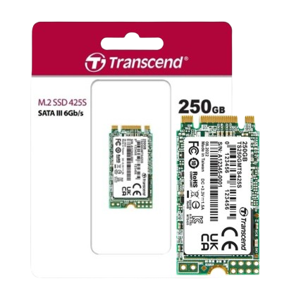 Ổ cứng SSD 250GB/500GB/ 1TB SSD425S  M.2 2242, SATA3 Transcend (Seq R/W: 500/330MB/s)