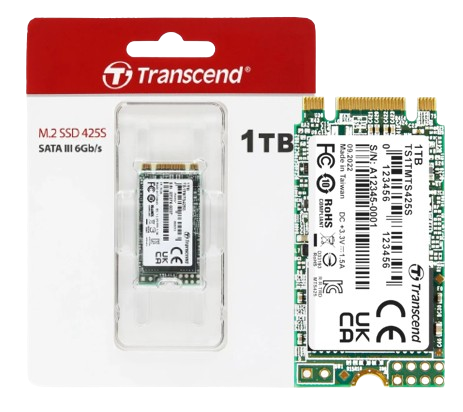 Ổ cứng SSD 250GB/500GB/ 1TB SSD425S  M.2 2242, SATA3 Transcend (Seq R/W: 500/330MB/s)
