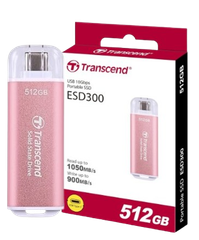 Ổ cứng di động SSD Transcend ESD300P 512GB/ 1TB/ 2TB, USB 10Gbps, Type C, up to 1050 MB/s hồng, bạc, xanh