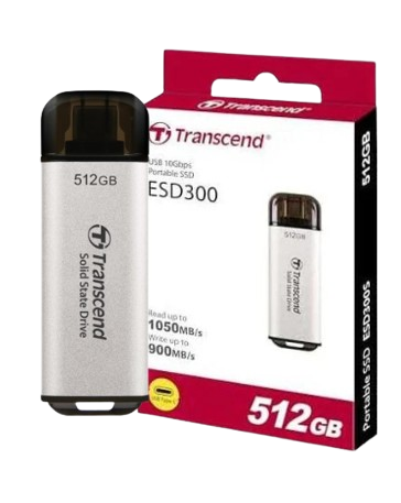 Ổ cứng di động SSD Transcend ESD300P 512GB/ 1TB/ 2TB, USB 10Gbps, Type C, up to 1050 MB/s hồng, bạc, xanh