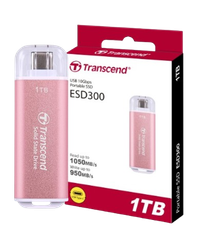 Ổ cứng di động SSD Transcend ESD300P 512GB/ 1TB/ 2TB, USB 10Gbps, Type C, up to 1050 MB/s hồng, bạc, xanh