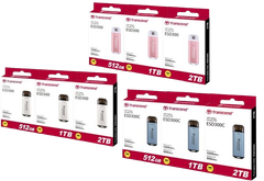 Ổ cứng di động SSD Transcend ESD300P 512GB/ 1TB/ 2TB, USB 10Gbps, Type C, up to 1050 MB/s hồng, bạc, xanh