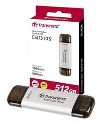 Ổ cứng di động SSD Transcend ESD310P, 256GB/ 512GB/  1TB/ 2TB USB 10Gbps Type C/A, up to 1050 MB/s hồng, bạc, xanh