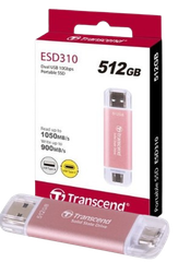 Ổ cứng di động SSD Transcend ESD310P, 256GB/ 512GB/  1TB/ 2TB USB 10Gbps Type C/A, up to 1050 MB/s hồng, bạc, xanh