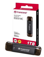 Ổ cứng di động SSD Transcend ESD310P, 256GB/ 512GB/  1TB/ 2TB USB 10Gbps Type C/A, up to 1050 MB/s hồng, bạc, xanh