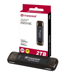 Ổ cứng di động SSD Transcend ESD310P, 256GB/ 512GB/  1TB/ 2TB USB 10Gbps Type C/A, up to 1050 MB/s hồng, bạc, xanh