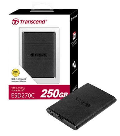Ổ cứng di động SSD Transcend 250GB/ 500GB/ 1TB/ 2TB SSD ESD270C USB 3.1 Gen 2 type C