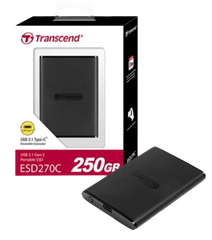 Ổ cứng di động SSD Transcend 250GB/ 500GB/ 1TB/ 2TB SSD ESD270C USB 3.1 Gen 2 type C