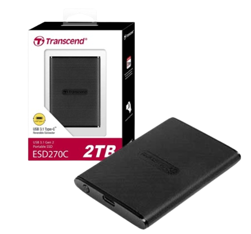 Ổ cứng di động SSD Transcend 250GB/ 500GB/ 1TB/ 2TB SSD ESD270C USB 3.1 Gen 2 type C