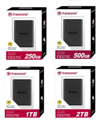 Ổ cứng di động SSD Transcend 250GB/ 500GB/ 1TB/ 2TB SSD ESD270C USB 3.1 Gen 2 type C