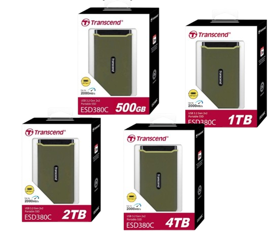 Ổ cứng di động SSD Transcend 500GB/ 1TB/ 2TB/ 4TB SSD ESD380C USB 3.1 Gen 2 type C