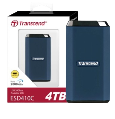 Ổ cứng di động SSD Transcend 1TB/ 2TB/ 4TB , External SSD, ESD410C, USB 20Gbps, Type C, up to 2,000 MB/s, shock proof & water proof