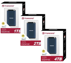 Ổ cứng di động SSD Transcend 1TB/ 2TB/ 4TB , External SSD, ESD410C, USB 20Gbps, Type C, up to 2,000 MB/s, shock proof & water proof