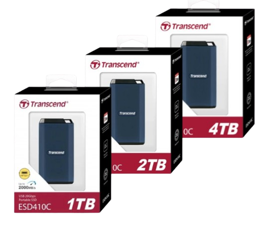 Ổ cứng di động SSD Transcend 1TB/ 2TB/ 4TB , External SSD, ESD410C, USB 20Gbps, Type C, up to 2,000 MB/s, shock proof & water proof