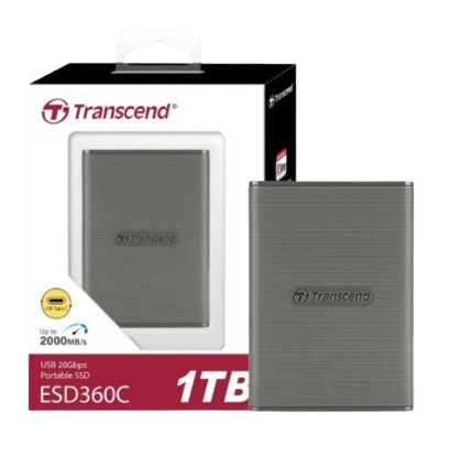 Ổ cứng di động SSD Transcend 1TB/ 2TB/ 4TB External SSD, ESD360C, USB 20Gbps, Type C, up to 2,000 MB/s, one-touch backup botton