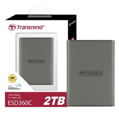 Ổ cứng di động SSD Transcend 1TB/ 2TB/ 4TB External SSD, ESD360C, USB 20Gbps, Type C, up to 2,000 MB/s, one-touch backup botton