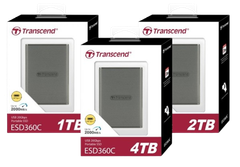 Ổ cứng di động SSD Transcend 1TB/ 2TB/ 4TB External SSD, ESD360C, USB 20Gbps, Type C, up to 2,000 MB/s, one-touch backup botton