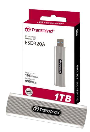 Ổ cứng di động SSD Transcend 512GB/ 1TB/ 2TB,External SSD, ESD320A, USB 10Gbps, Type-A, Capless