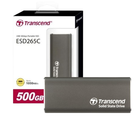 Ổ cứng di động SSD Transcend 500GB/ 1TB/ 2TB External SSD, ESD265C, USB 10Gbps, Type C, metal casing