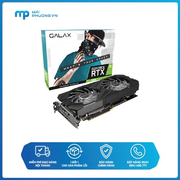 Cạc màn hình PG190 BLACK GF RTX 3060 (1-Click OC) 12GB GDDR6 36NOL7MD1VOC Galax