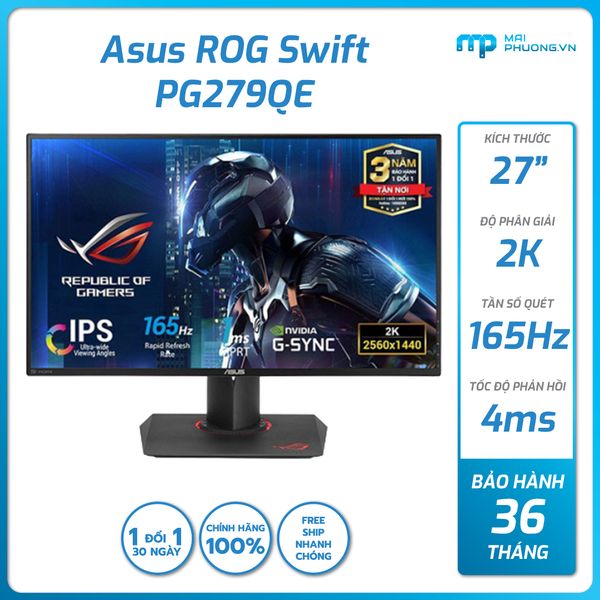 Màn Hình Gaming ASUS ROG Swift Gaming 27 inch 165Hz G-Sync 2K 2560x 1440 PG279QE