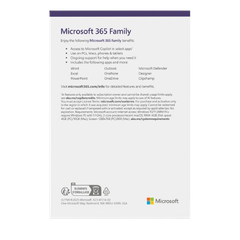 Phần mềm Microsoft 365 Family English Subscr 1YR APAC EM Medialess Emerging Market P10 EP2-36878